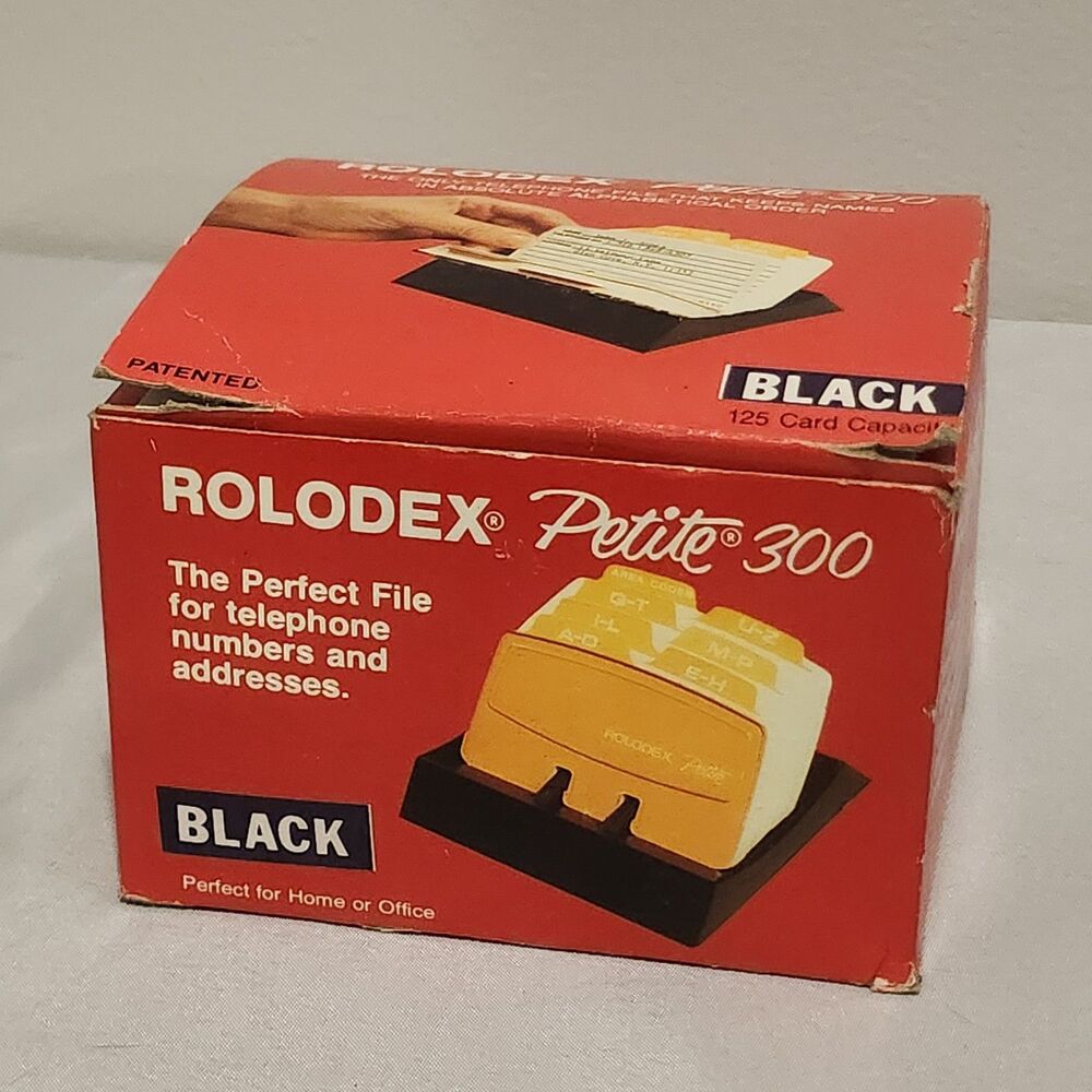 Vintage Rolodex Petite 300 125 Card Address Telephone File 2 1/4"x 4"  Black